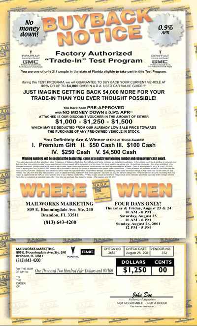 Pontiac GMC Mailer
